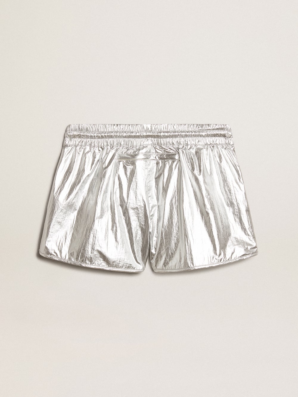 Golden Goose - Running shorts Donna in tessuto argento in 