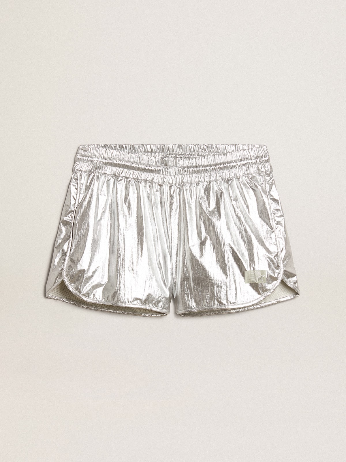 Golden Goose - Women’s running shorts in silver fabric in 