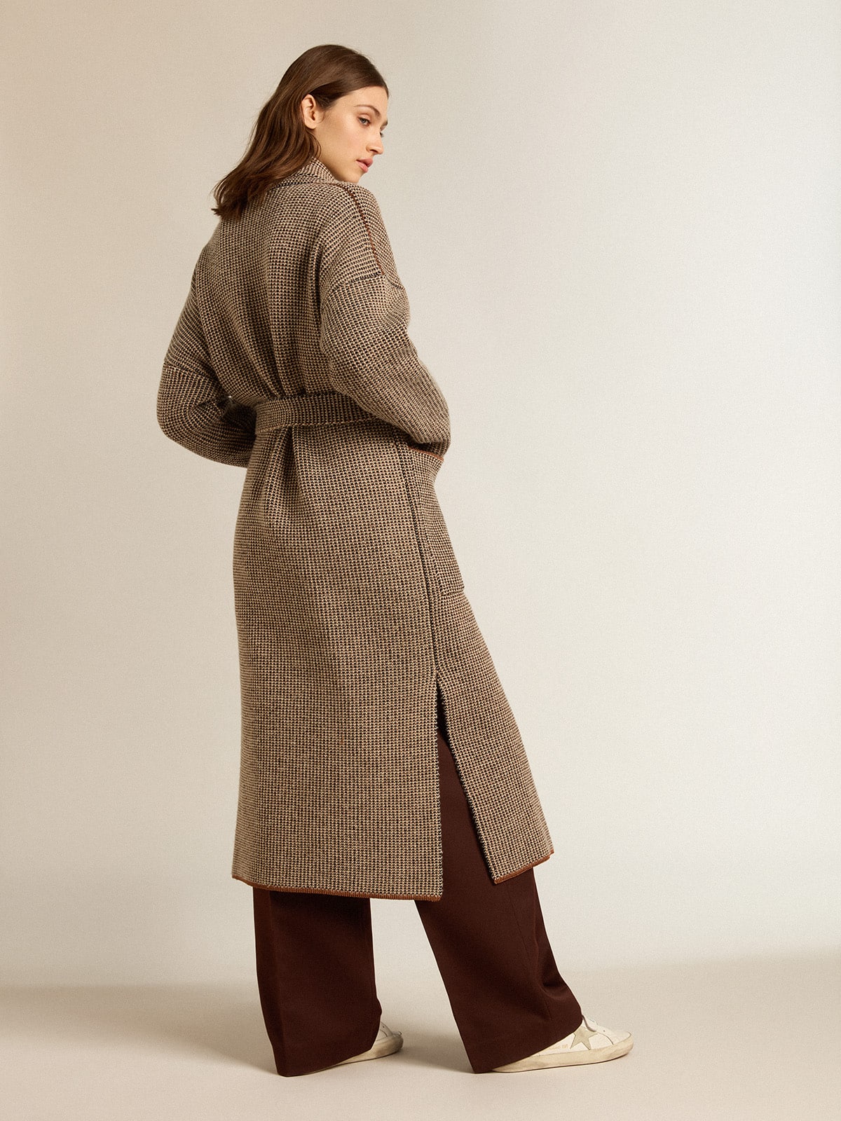 Golden Goose - Long brown cardigan with belt in 