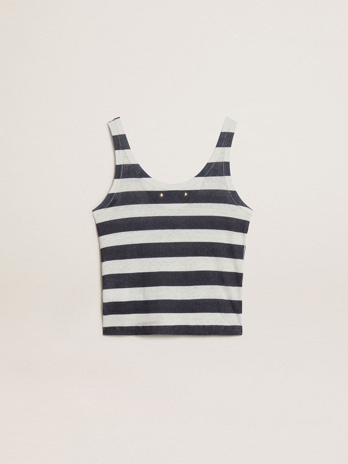 Golden Goose - Women's white and blue striped linen jersey top with lobster print in 