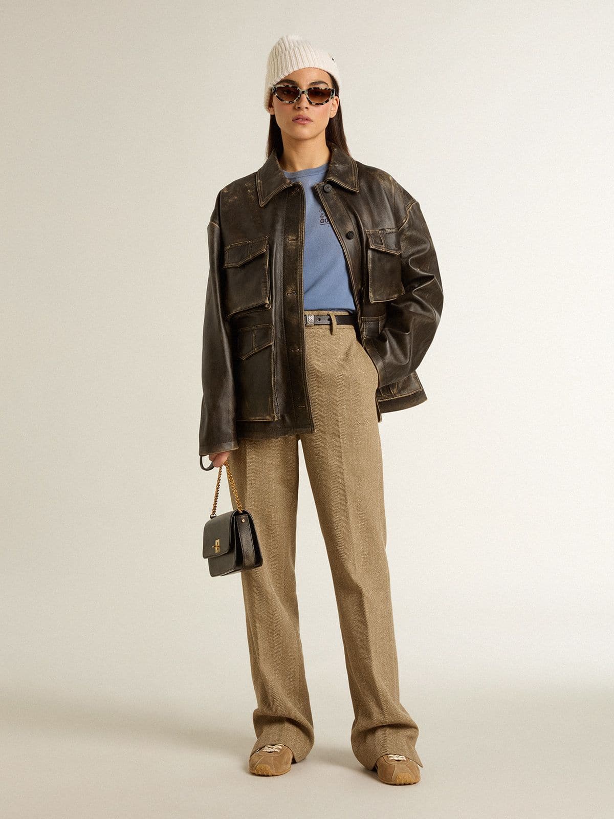 Golden Goose - Chaqueta de napa de mujer de color marrón envejecido in 