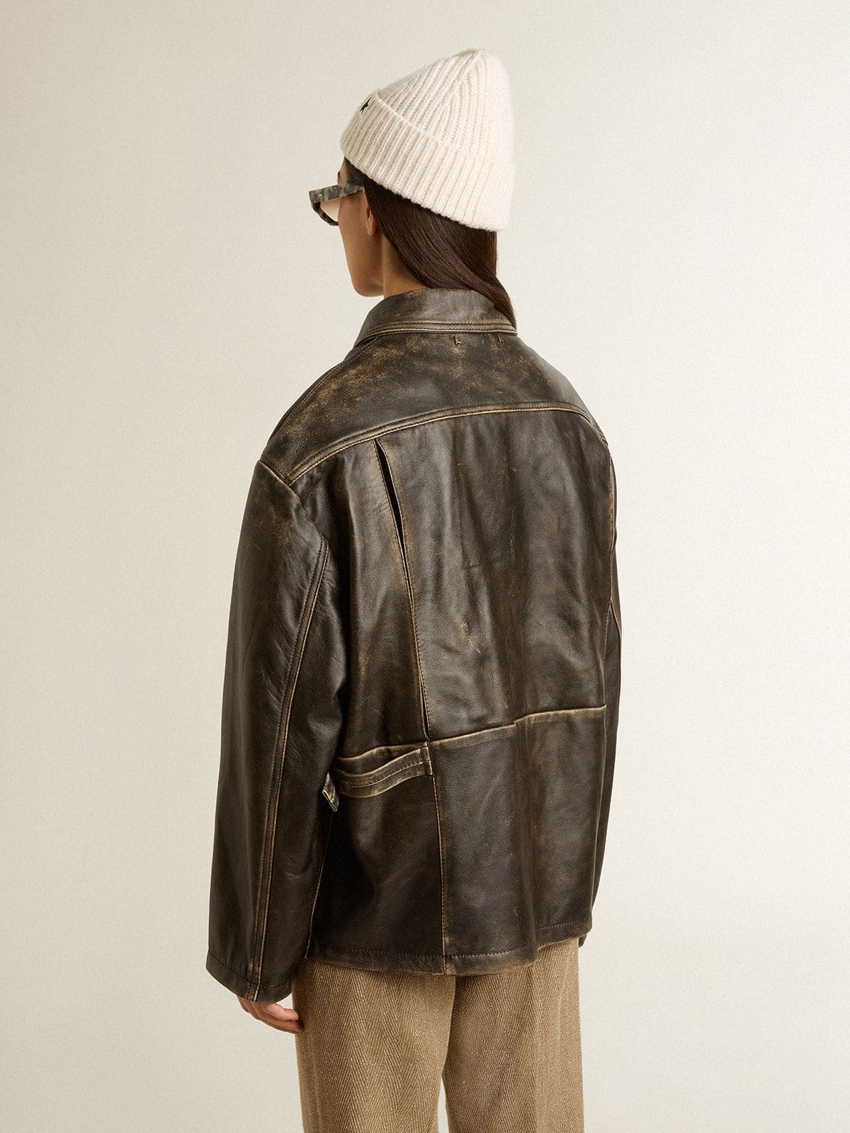 Golden Goose - Chaqueta de napa de mujer de color marrón envejecido in 