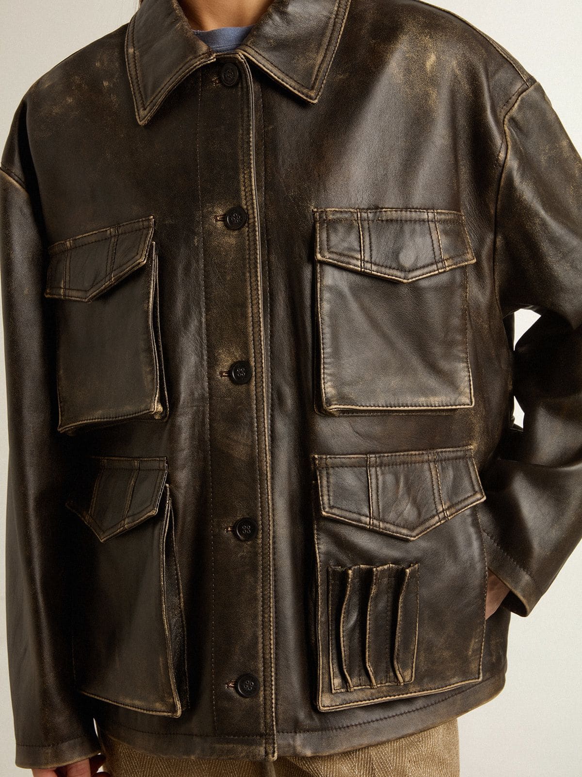 Golden Goose - Chaqueta de napa de mujer de color marrón envejecido in 