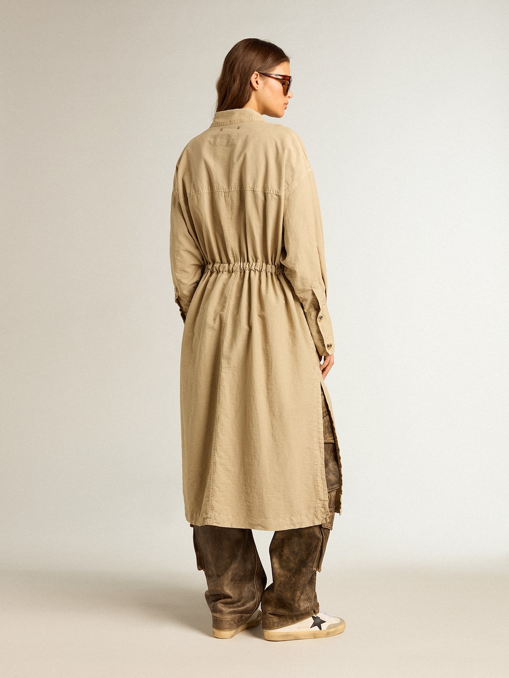Golden Goose - Kakifarbenes Trenchcoat-Kleid aus Baumwolltwill in 