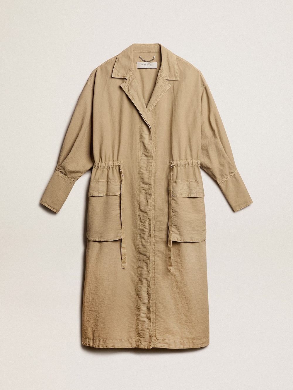 Golden Goose - Khaki-colored cotton twill trench dress in 