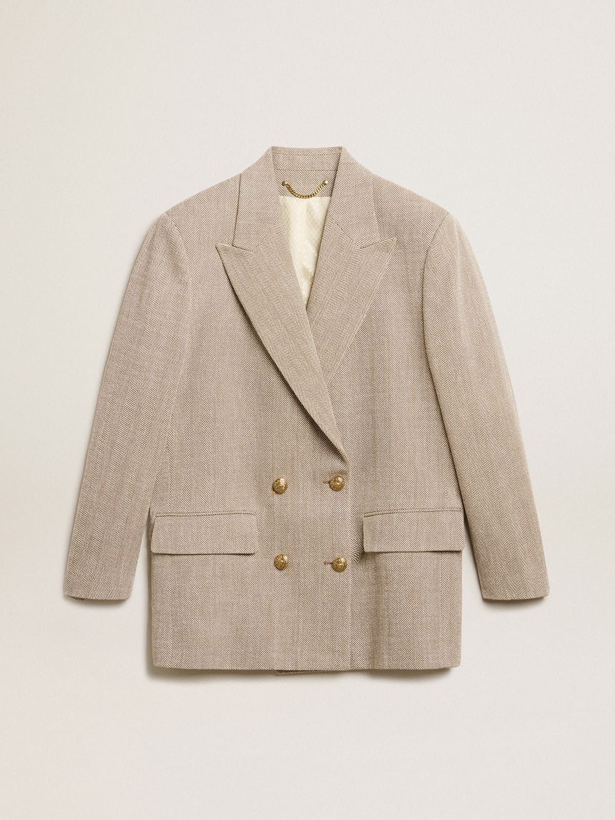 Golden Goose - Women’s beige double-breasted blazer with button fastening in 