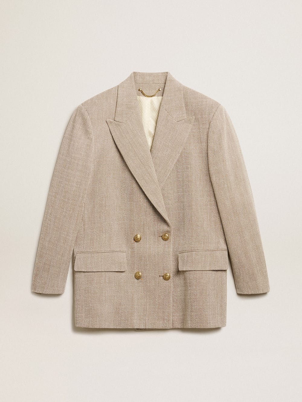 Golden Goose - Women’s beige double-breasted blazer with button fastening in 