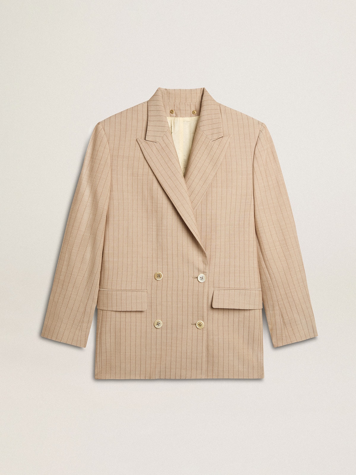 Women's dark beige double-breasted blazer with button fastening | Golden  Goose