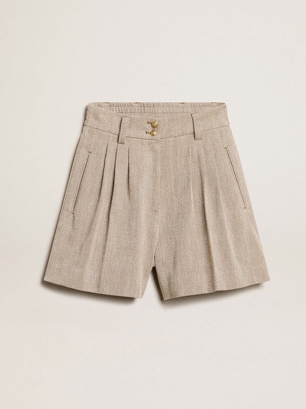Golden Goose - Women’s aged white cotton shorts with elasticated waist in 