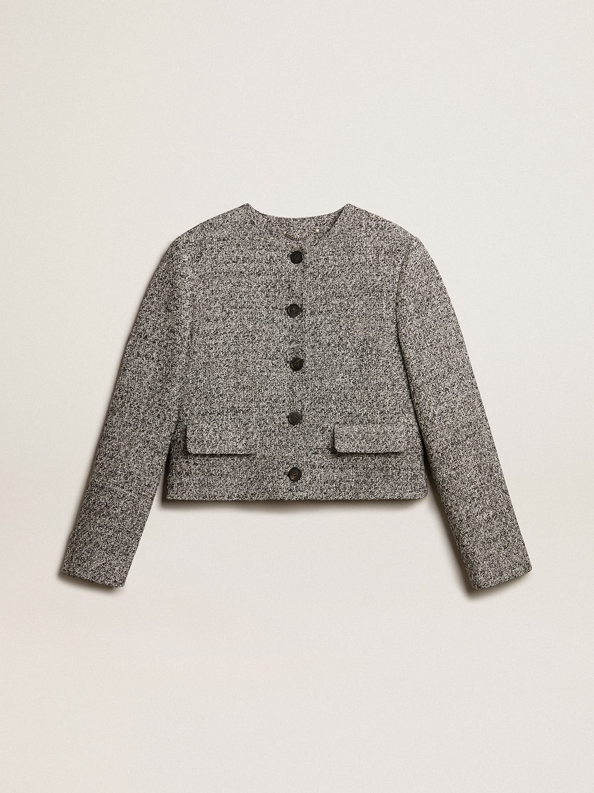 Golden Goose - Veste boxy cropped en tissu bouclé gris in 