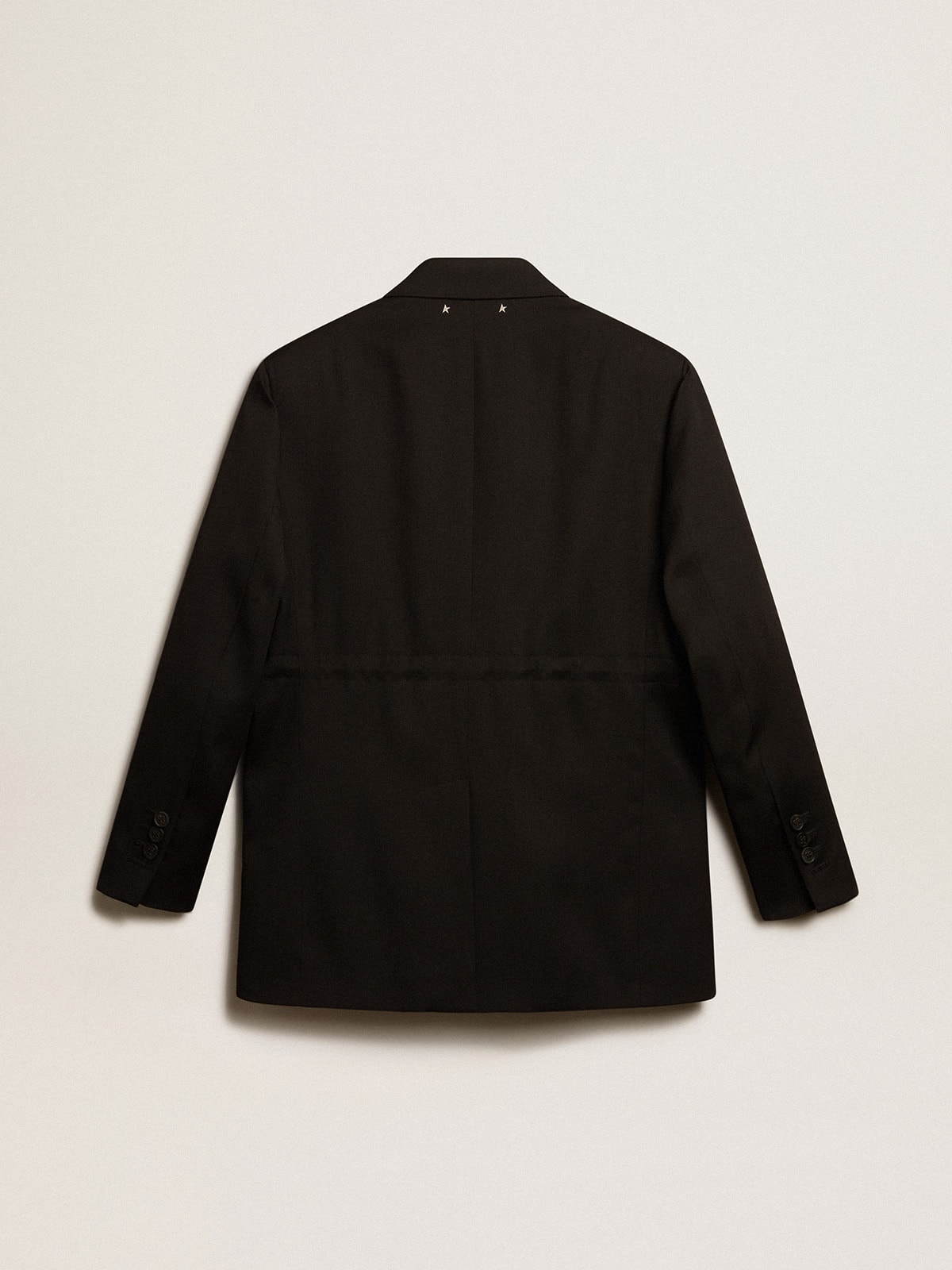 Golden Goose - Women’s tuxedo jacket in black wool gabardine in 