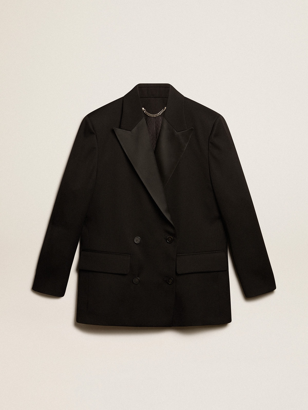 Golden Goose - Veste de smoking femme en gabardine de laine noire in 