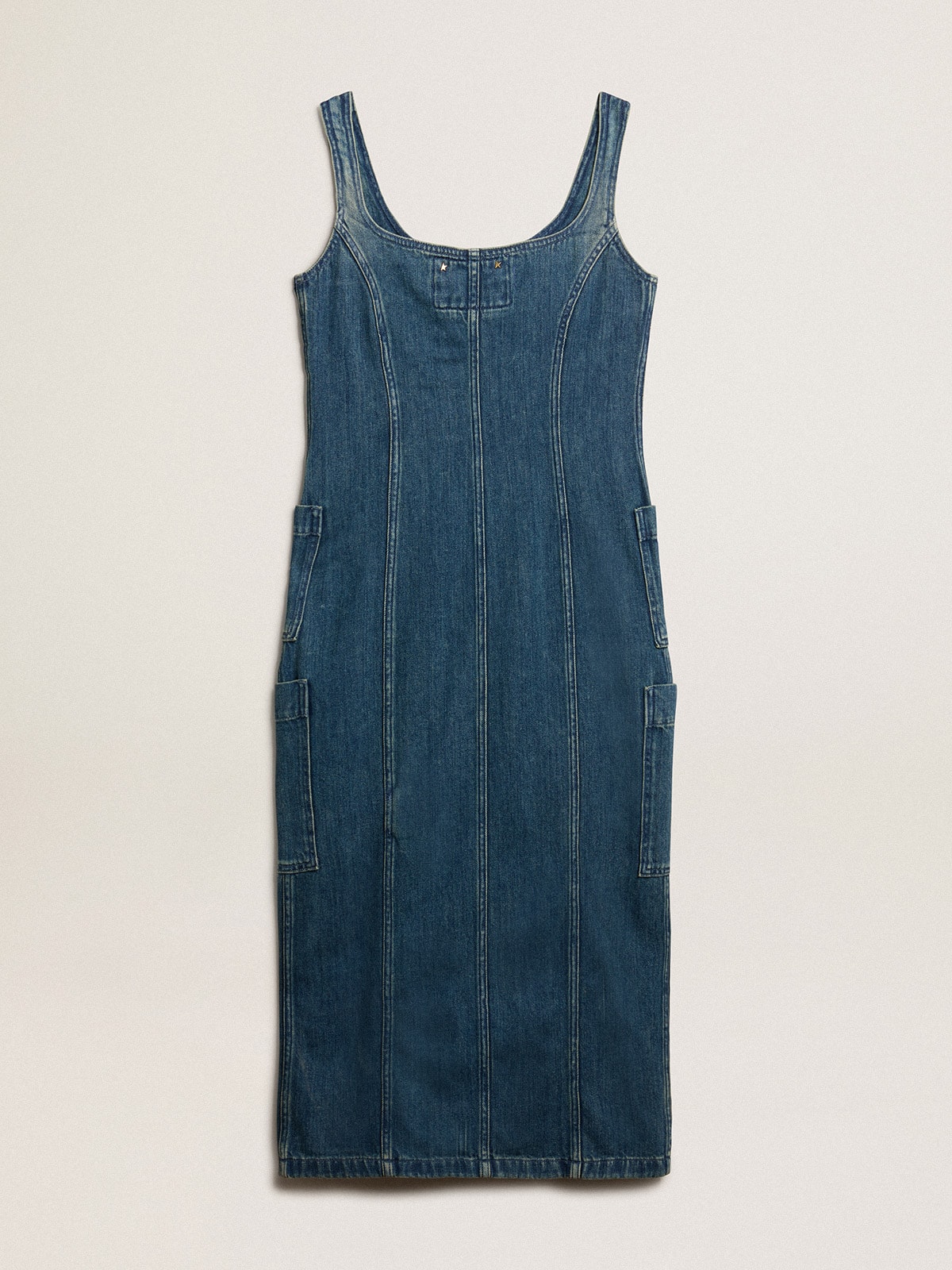 Golden Goose - Vestido sin mangas de azul denim con cierre con botones in 