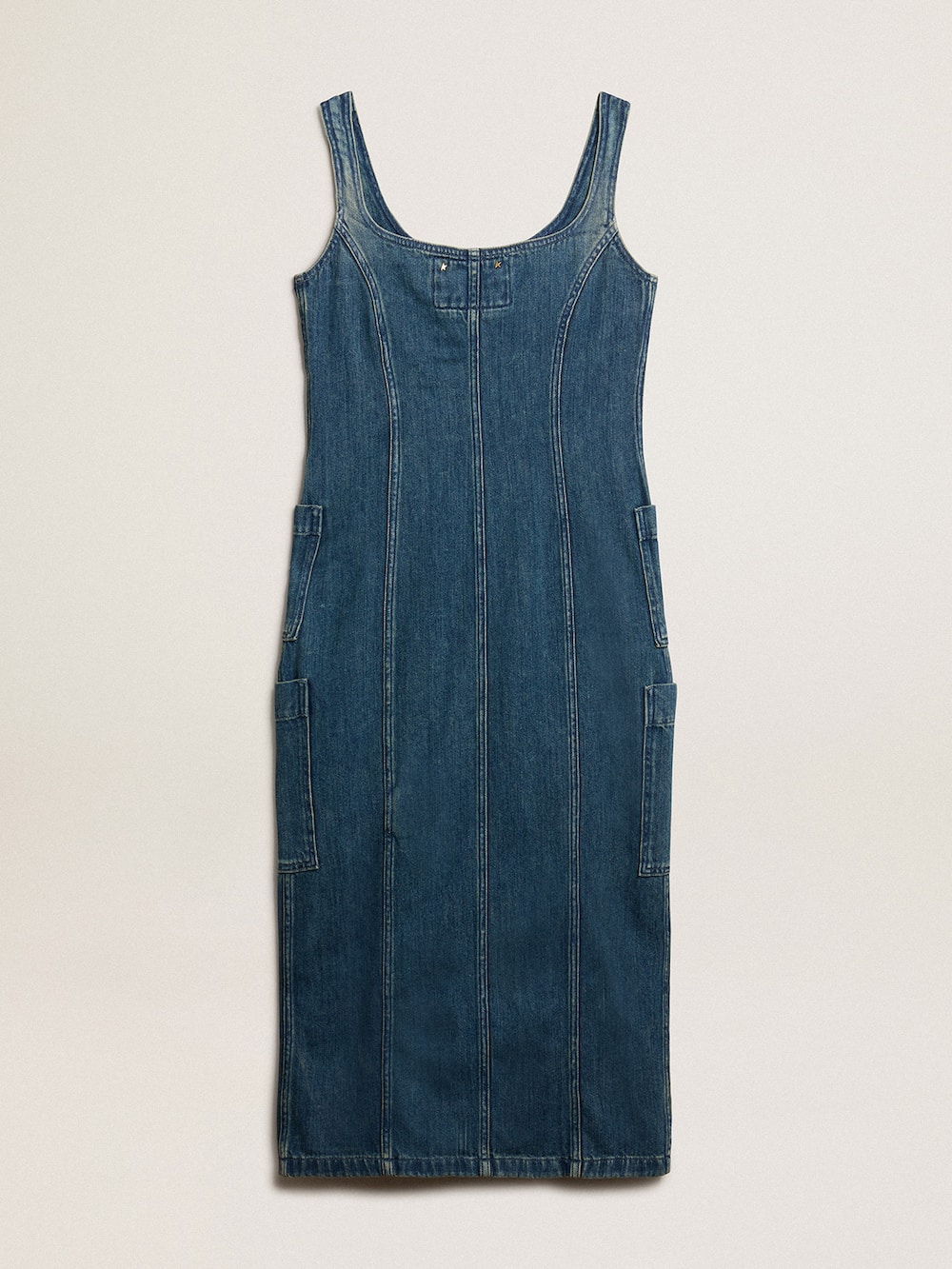 Golden Goose - Blue denim sleeveless dress with button fastening in 