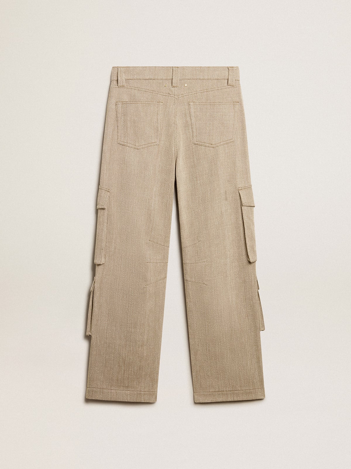 Golden Goose - Pantalon cargo pour femme en coton à chevrons couleur olive foncé in 