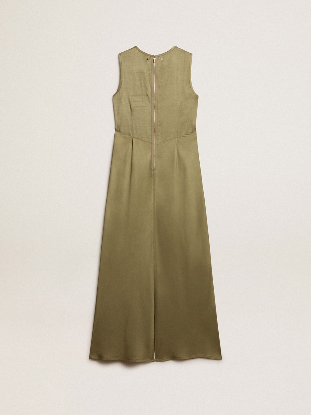 Golden Goose - Olive-colored women's midi dress with zip fastening on the back in 