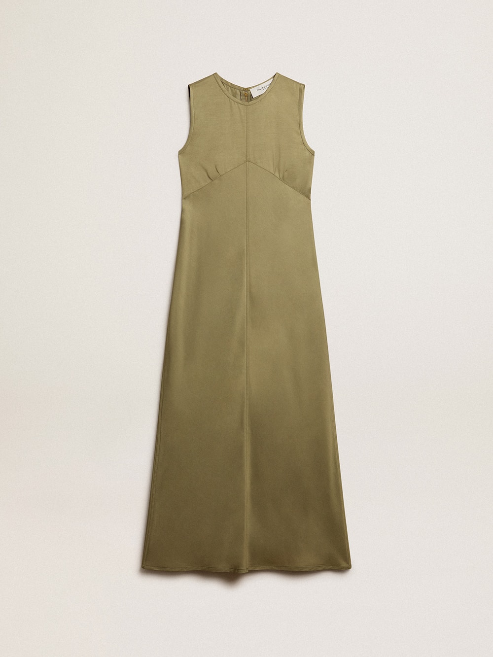 Golden Goose - Vestito midi da donna di colore oliva con chiusura a zip sul retro in 
