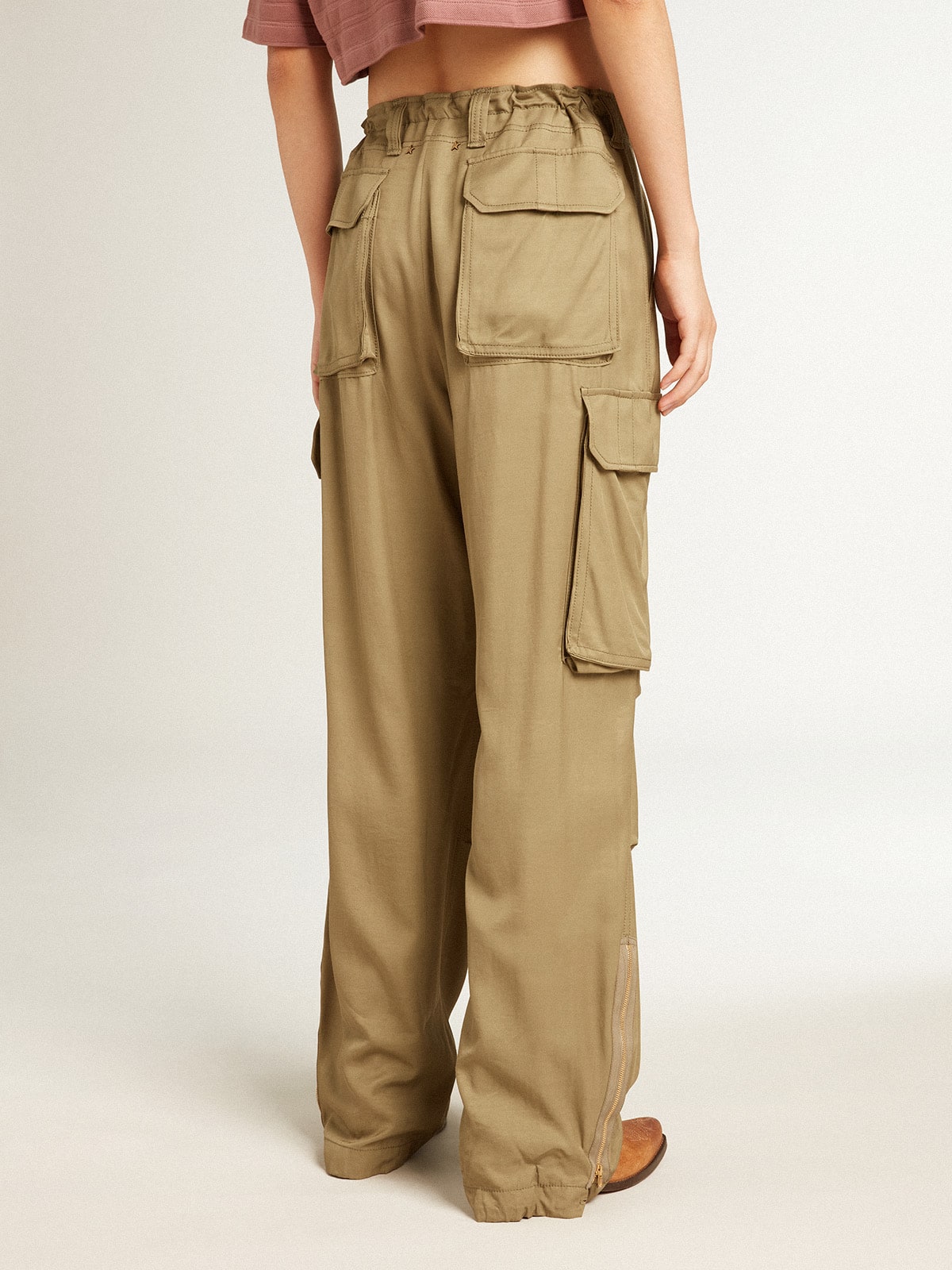 Khaki utility trousers fashion womens