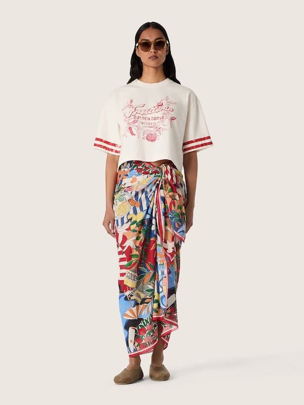 Golden Goose - Foulard en coton avec imprim&eacute; multicolore in 