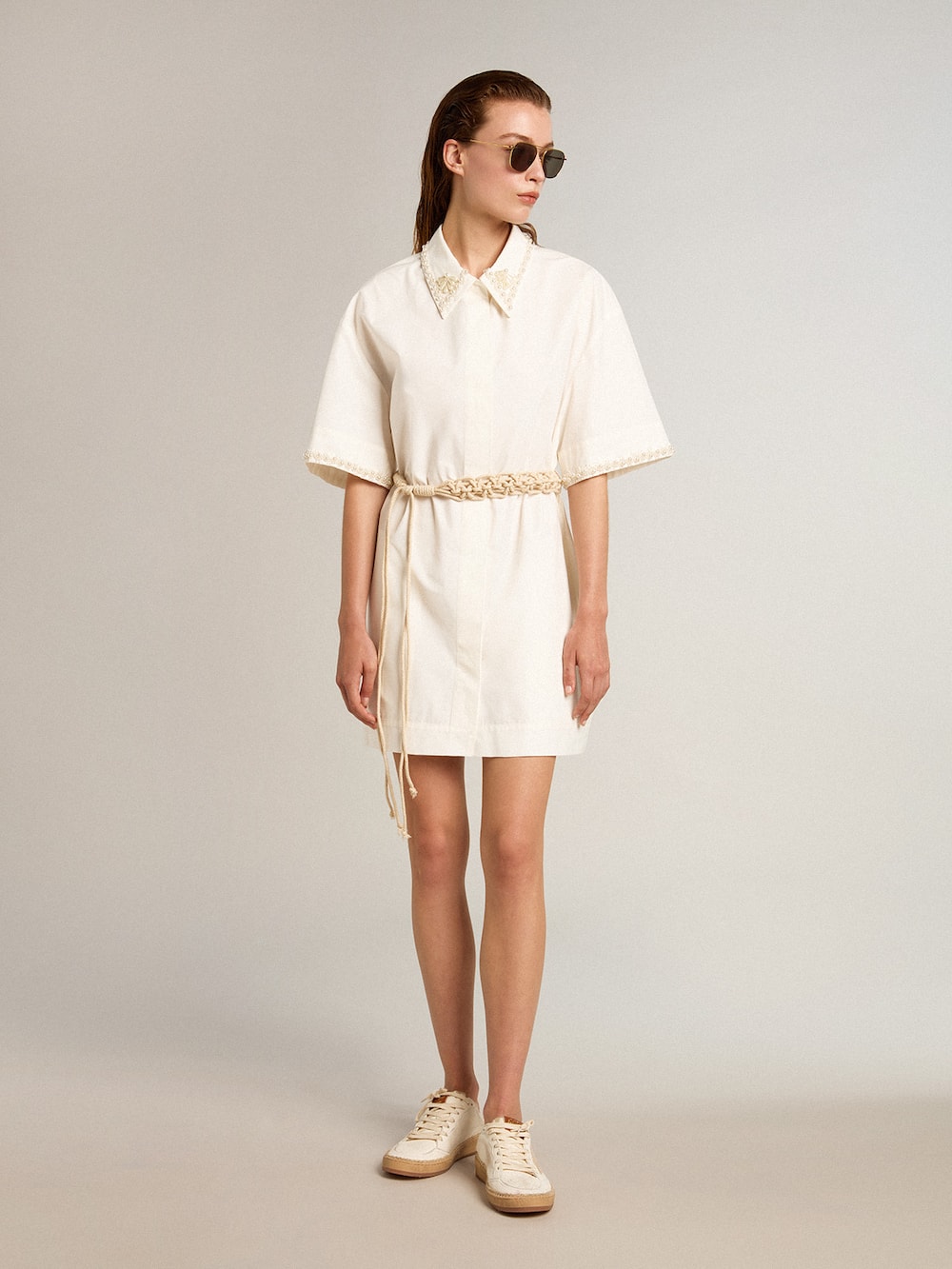 Golden Goose - Cotton shirt dress with beading in 