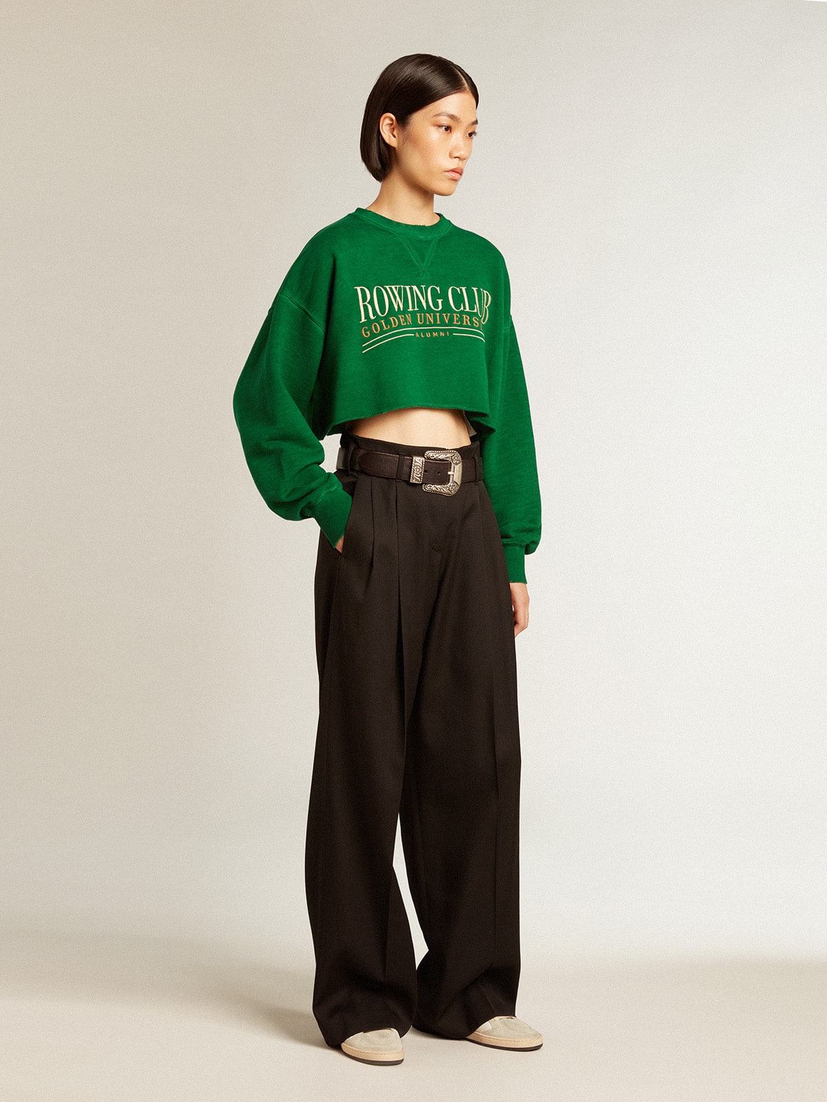 Golden Goose - Green cropped round-neck cotton sweatshirt  in 