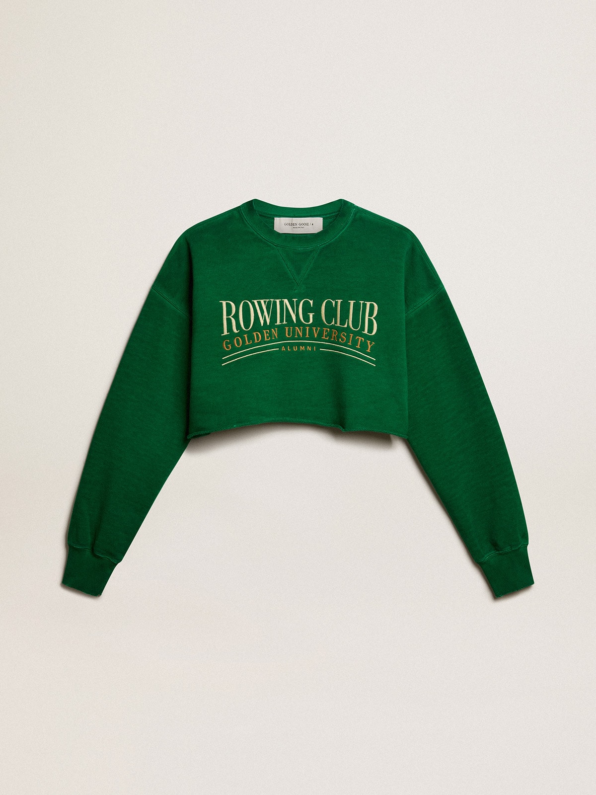 Golden Goose - Green cropped round-neck cotton sweatshirt  in 