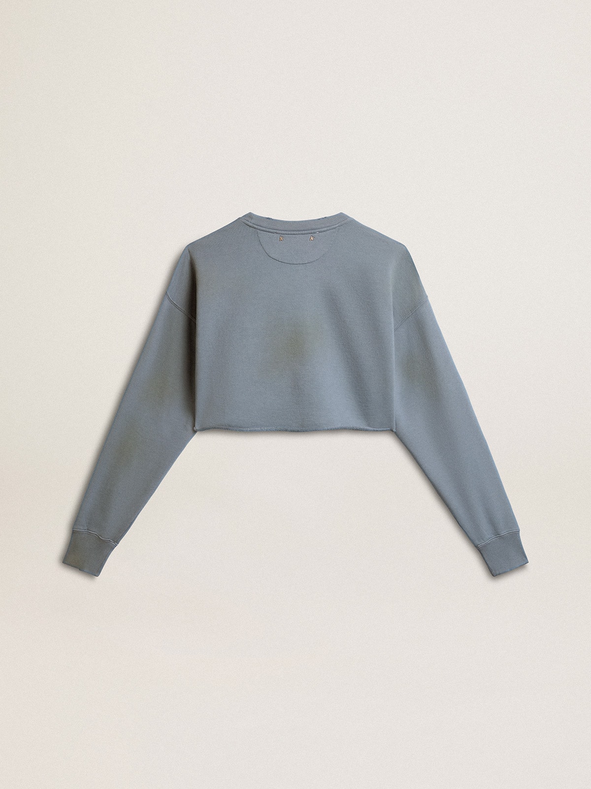 Golden Goose - Cropped sweatshirt in baby blue with distressed finish in 