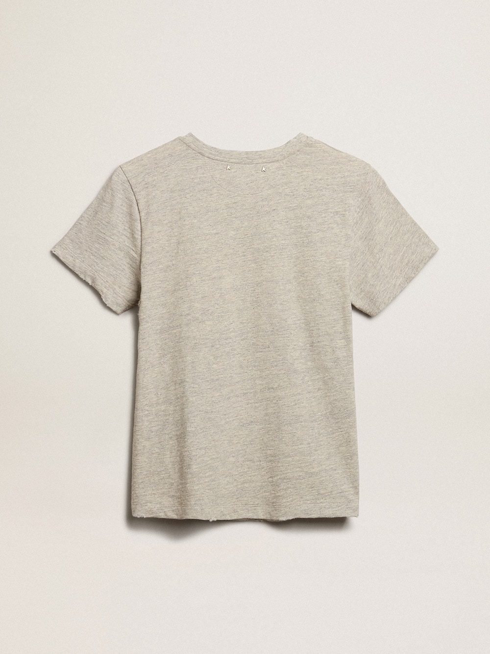 Golden Goose - Grau meliertes Damen-T-Shirt aus Baumwolle mit aufgesticktem Schriftzug in 
