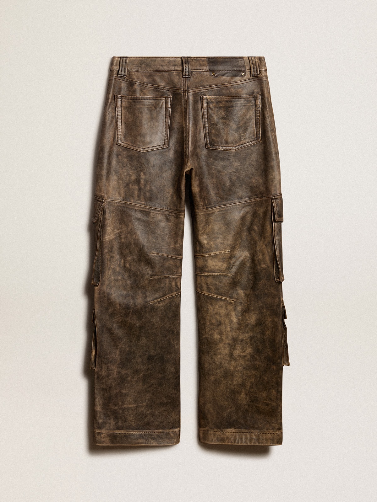 Golden Goose - Women's aged brown nappa leather cargo pants in 