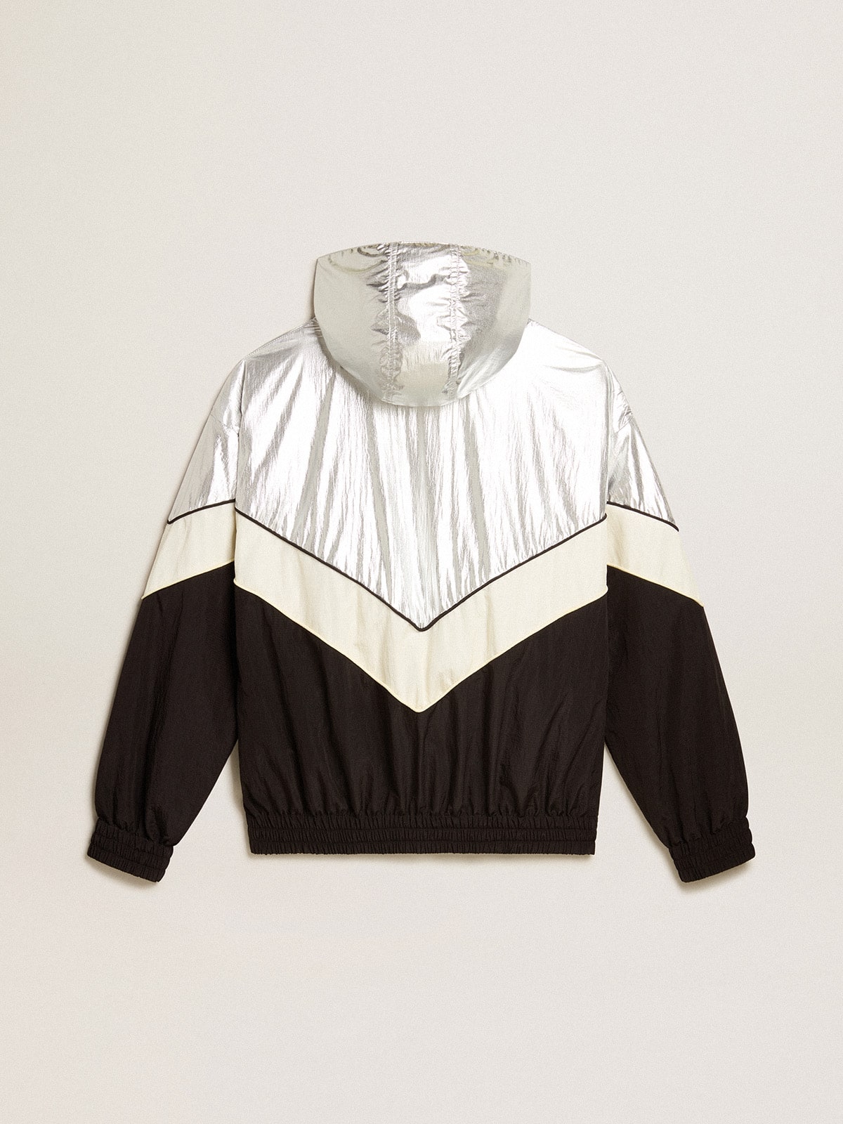 Golden Goose - Women's windcheater in silver and black technical fabric in 