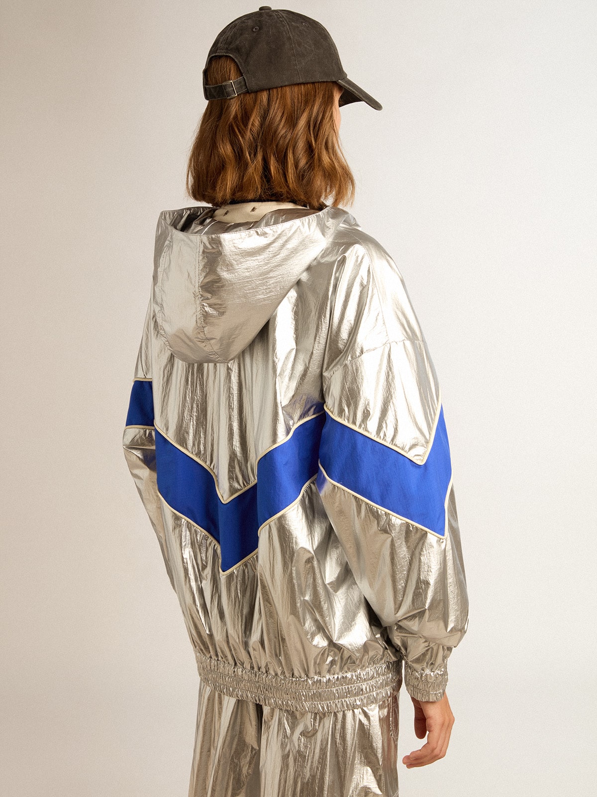 Golden Goose - Women’s windcheater in silver technical fabric in 