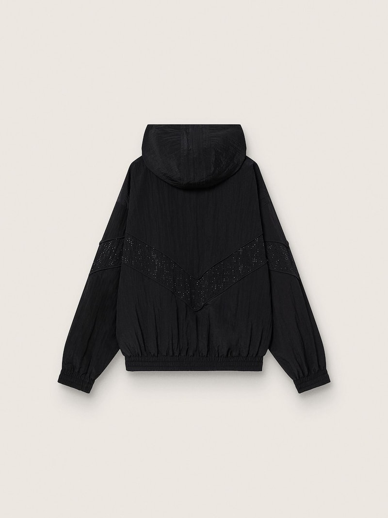 Golden Goose - Windjacke f&uuml;r Damen aus schwarzem Nylon mit farblich abgestimmten Kristallen in 