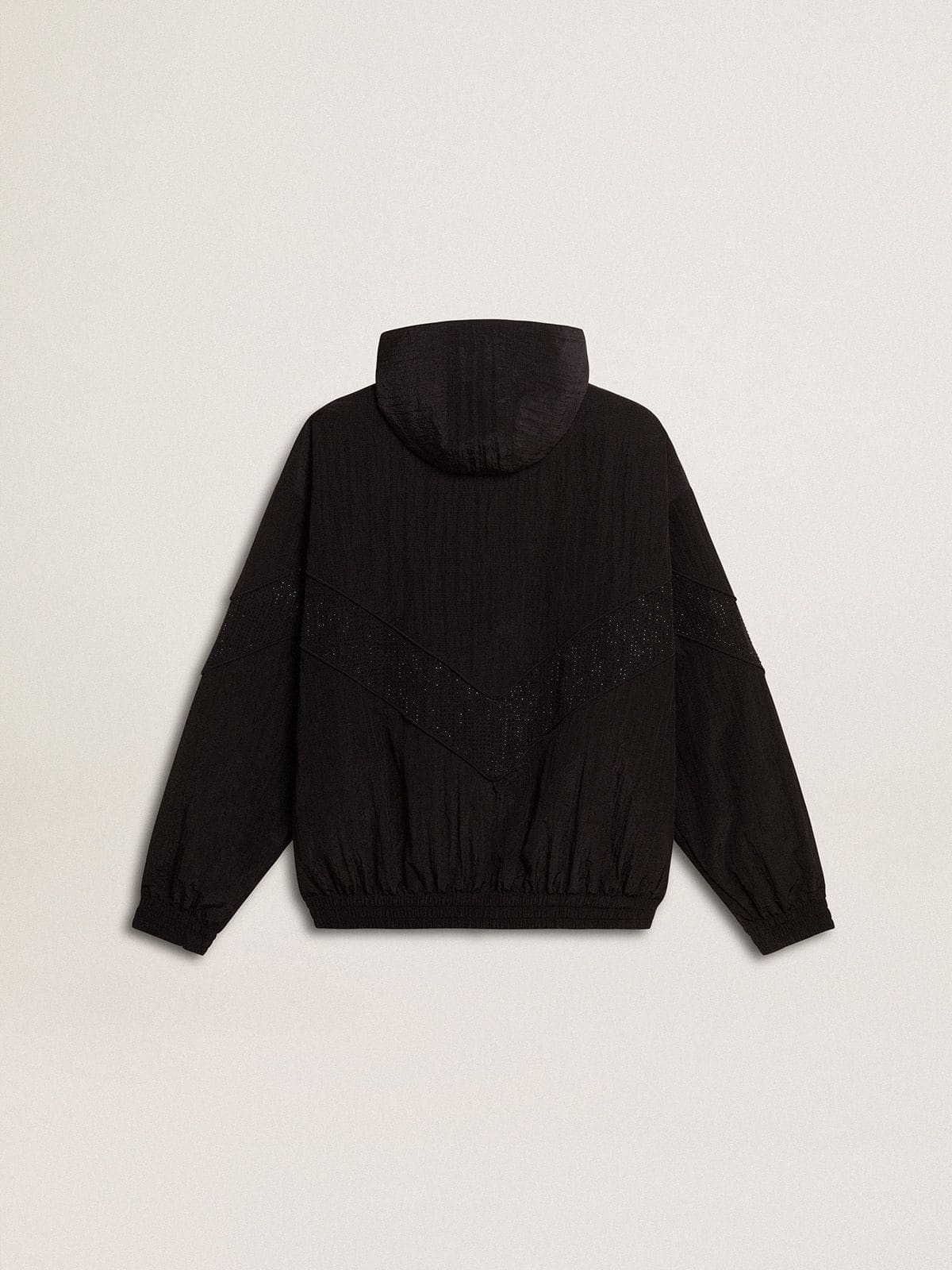 Golden Goose - Giacca a vento da Donna in nylon nero con cristalli ton sur ton in 