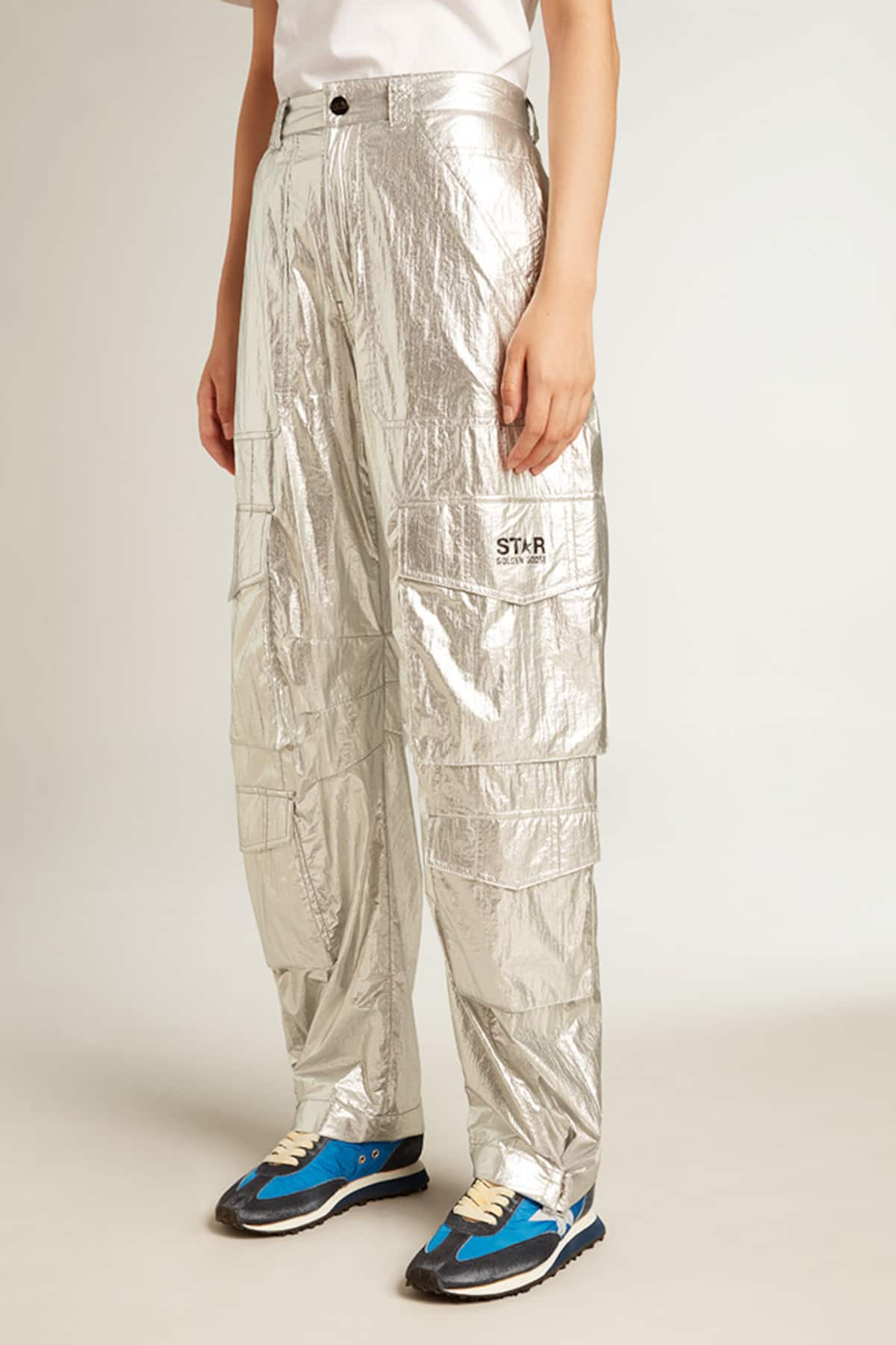 Golden Goose - Cargo pants in silver technical fabric in 