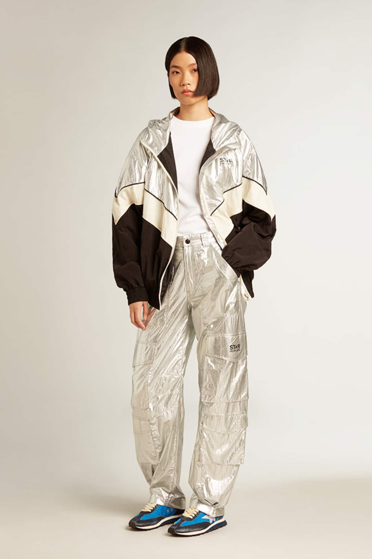 Golden Goose - Cargo pants in silver technical fabric in 