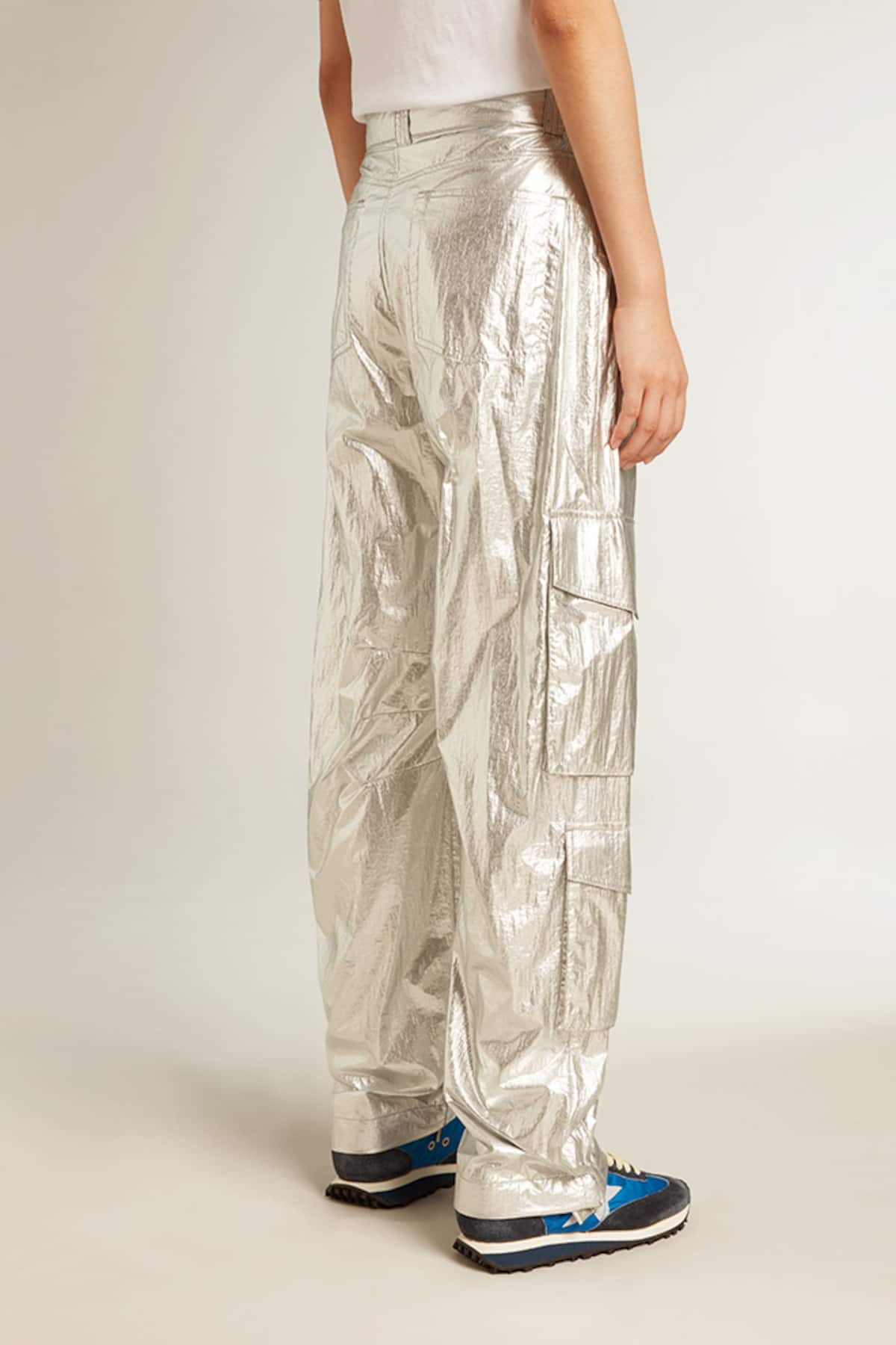 Golden Goose - Cargo pants in silver technical fabric in 