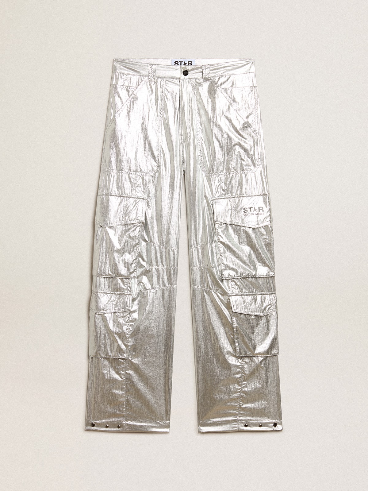 Golden Goose - Cargo pants in silver technical fabric in 