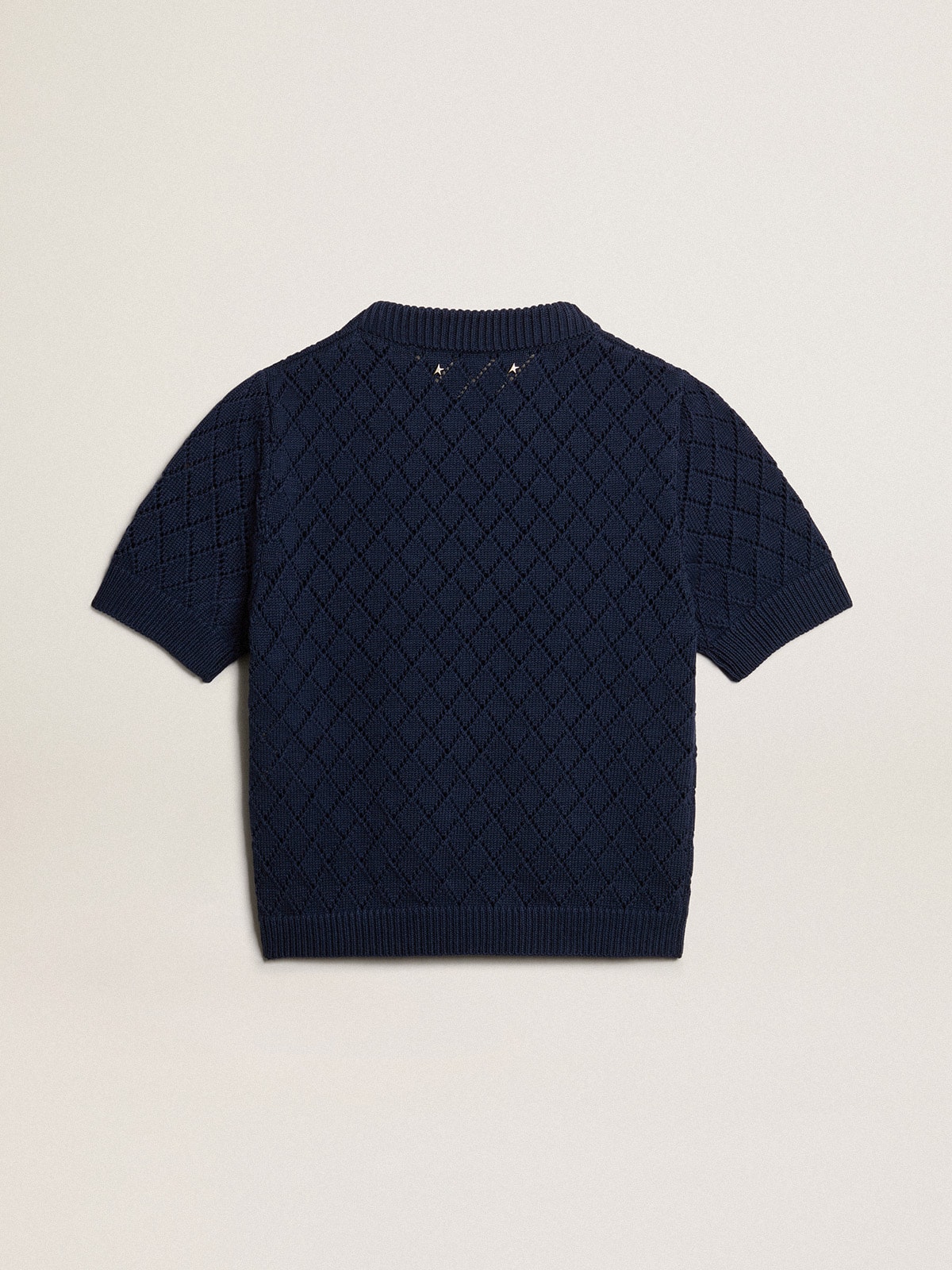 Golden Goose - Open-weave knit with midnight blue argyle pattern in 