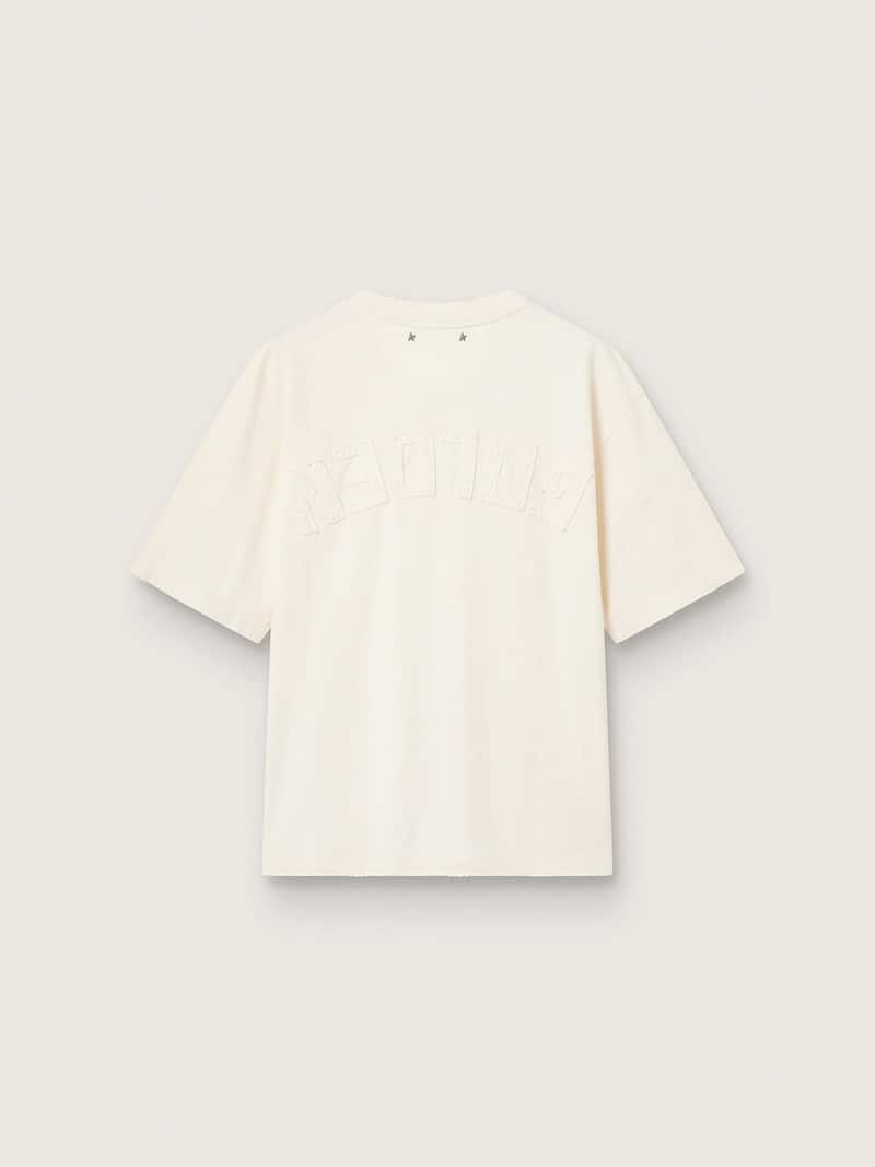 Golden Goose - T-Shirt in Lived-in-White mit seitenverkehrtem Logo auf der R&uuml;ckseite - Jersey Capsule in 