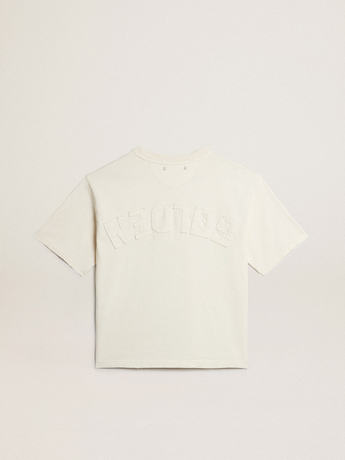 Golden Goose - T-shirt in aged white with reverse logo on the back - Jersey Capsule in 