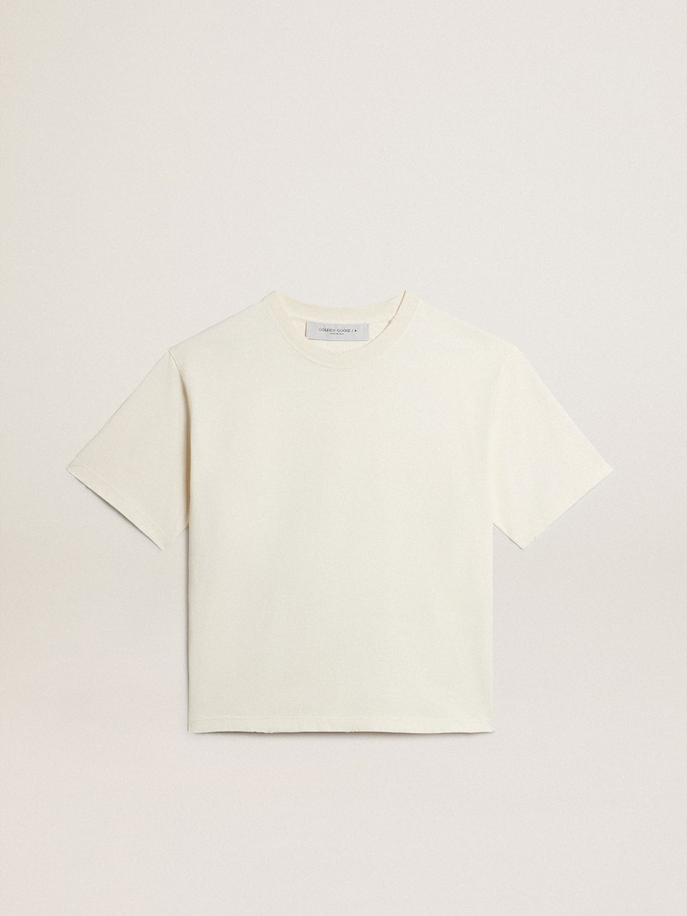 Golden Goose - Tシャツ（ユーズドホワイト） バックに逆さまのロゴ - Boxy fit in 