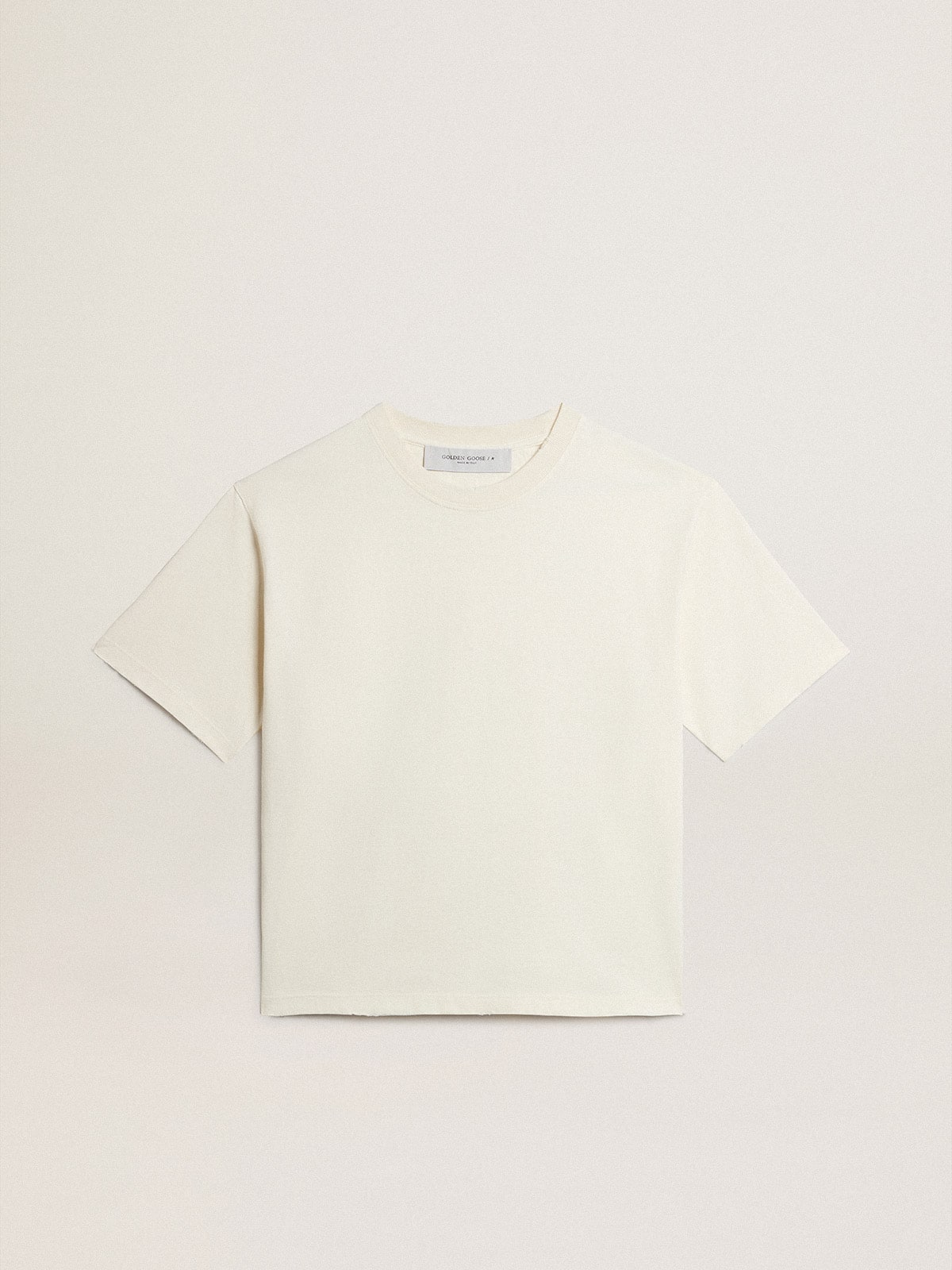 Golden Goose - T-shirt in aged white with reverse logo on the back - Jersey Capsule in 