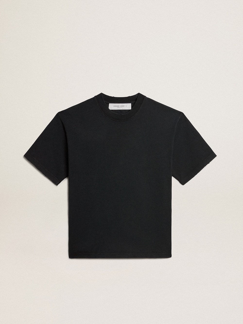 Golden Goose - T-shirt in washed black with reverse logo on the back - Boxy fit in 