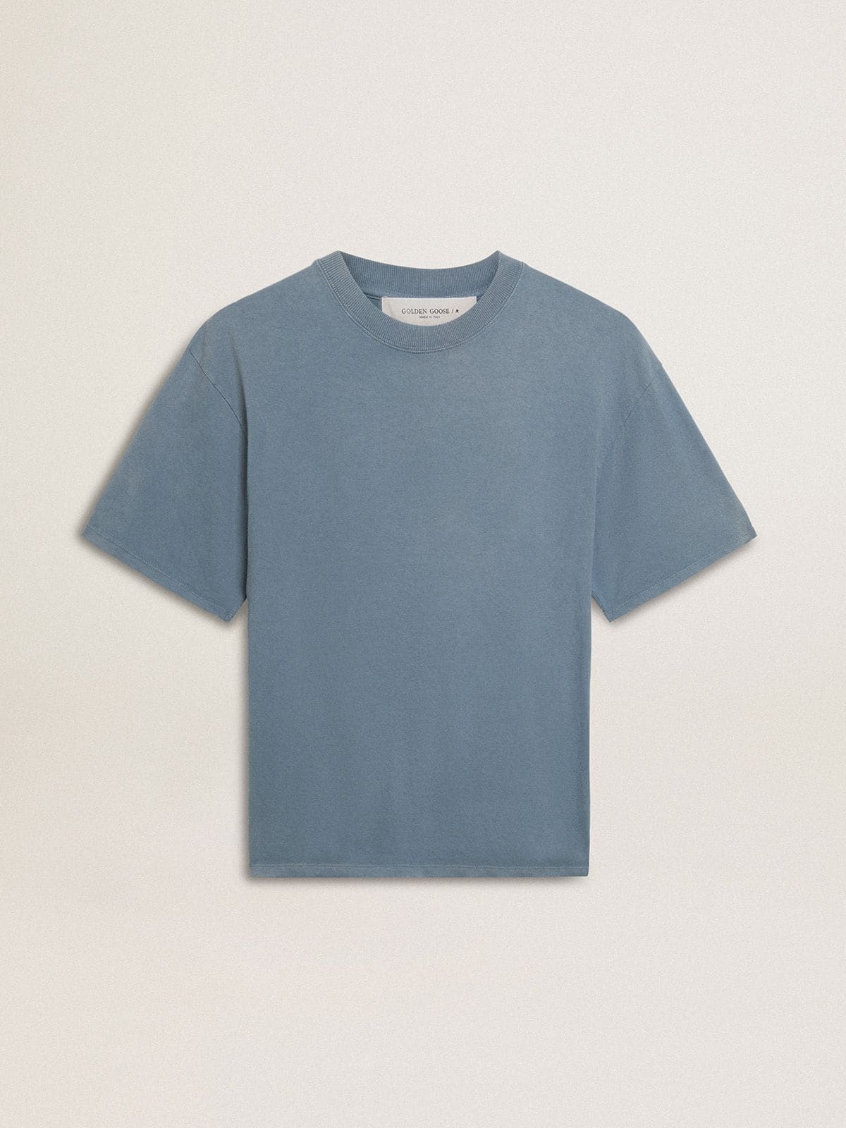 Golden Goose - T-shirt bleu pastel avec logo inversé dans le dos - Jersey Capsule in 