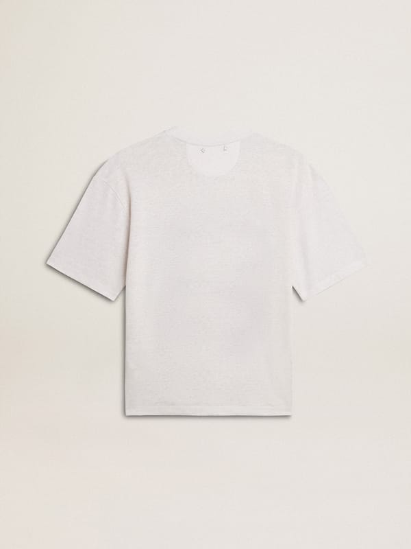 Golden Goose - Women's lightweight white linen T-shirt with print in 
