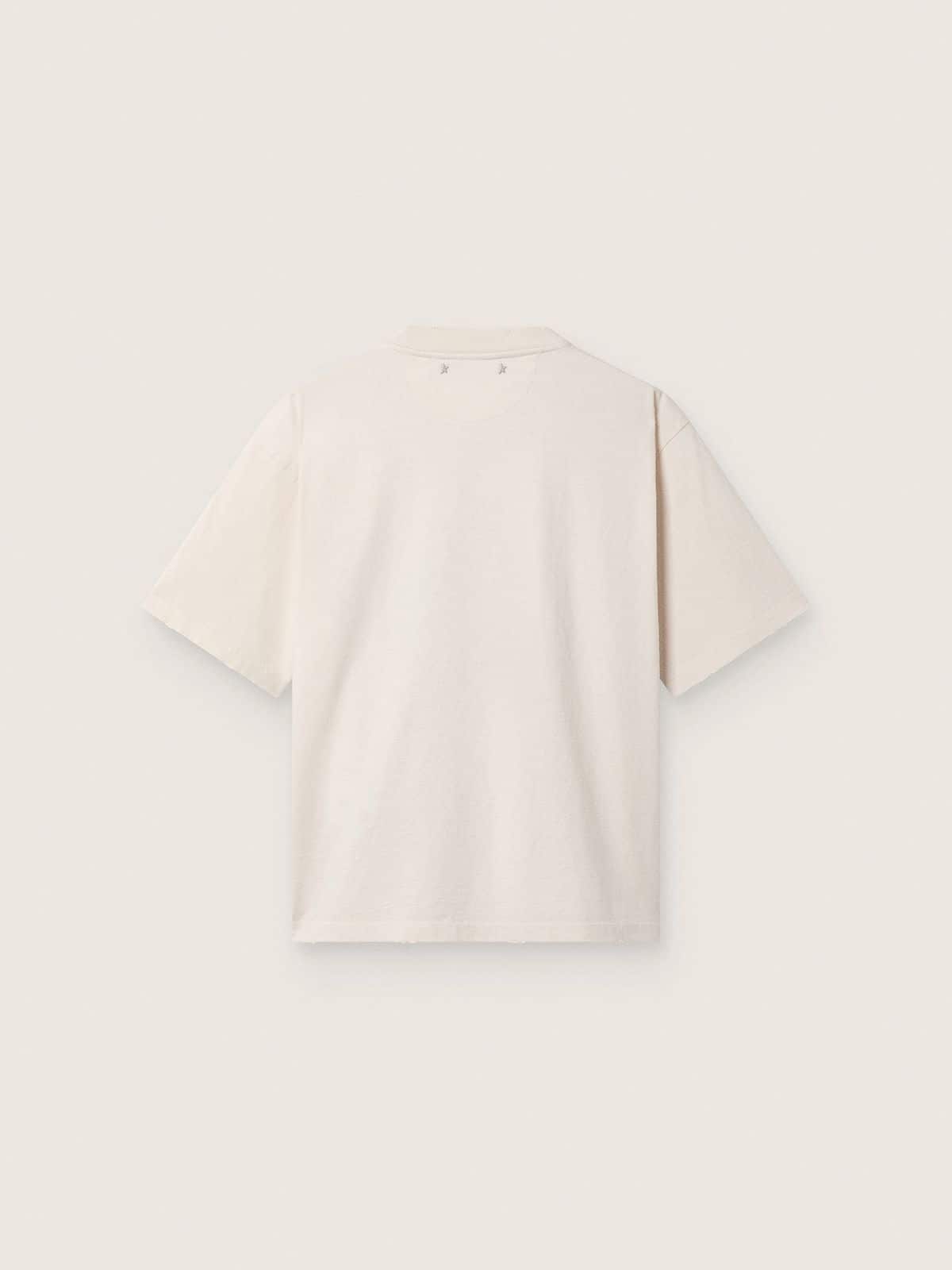 T-shirt da Donna in jersey di cotone bianco con stampa a stella