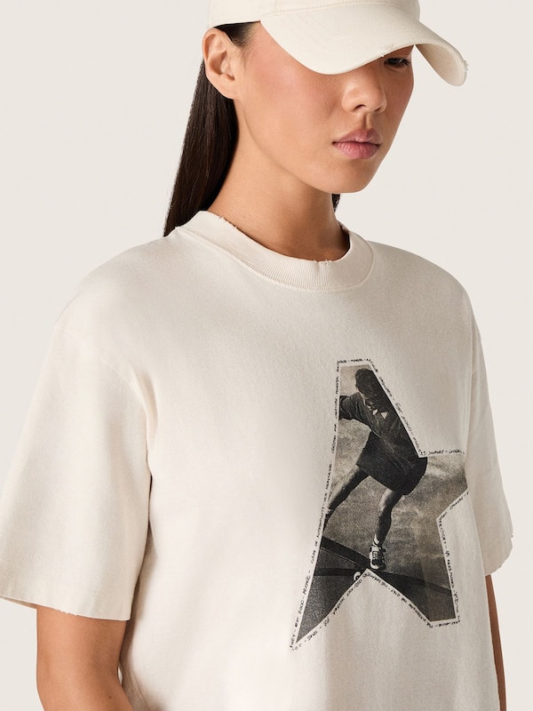Golden Goose - T-shirt da Donna in jersey di cotone bianco con stampa a stella in 