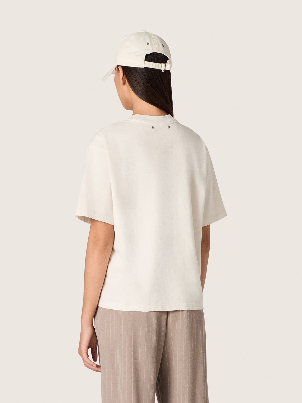 Golden Goose - Damen-T-Shirt aus wei&szlig;em Baumwolljersey mit Sternprint in 