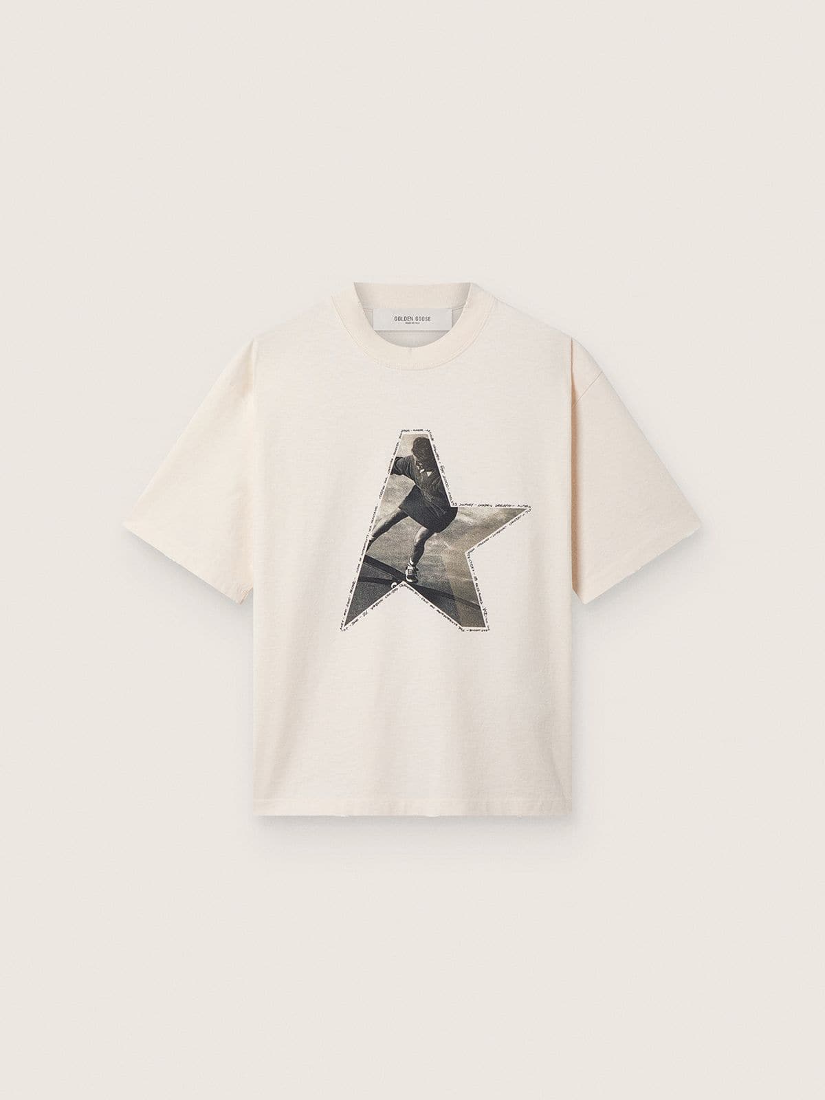 Golden Goose - Damen-T-Shirt aus wei&szlig;em Baumwolljersey mit Sternprint in 