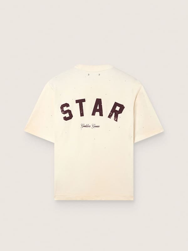 Golden Goose - Star unisex T-shirt in white cotton with all-over gradient crystals and print on the back in 